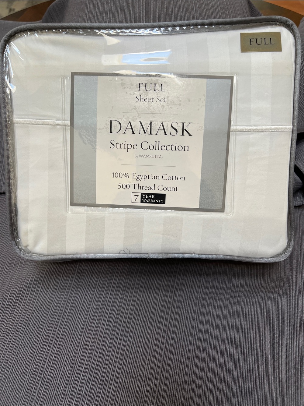 **NEW IN PCKG**Wamsutta Damask Stripe Collection White Sheet Set~SZ Full